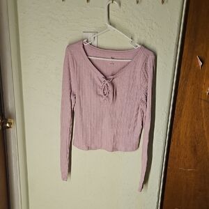 SO Light Pink Ribbed Long Sleeve Top